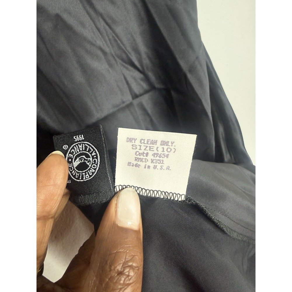 Laundry by Shelli Segal Y2K Silk Slip Dress Size 10 Black Bias Asymmetrical Hem - Picture 7 of 12